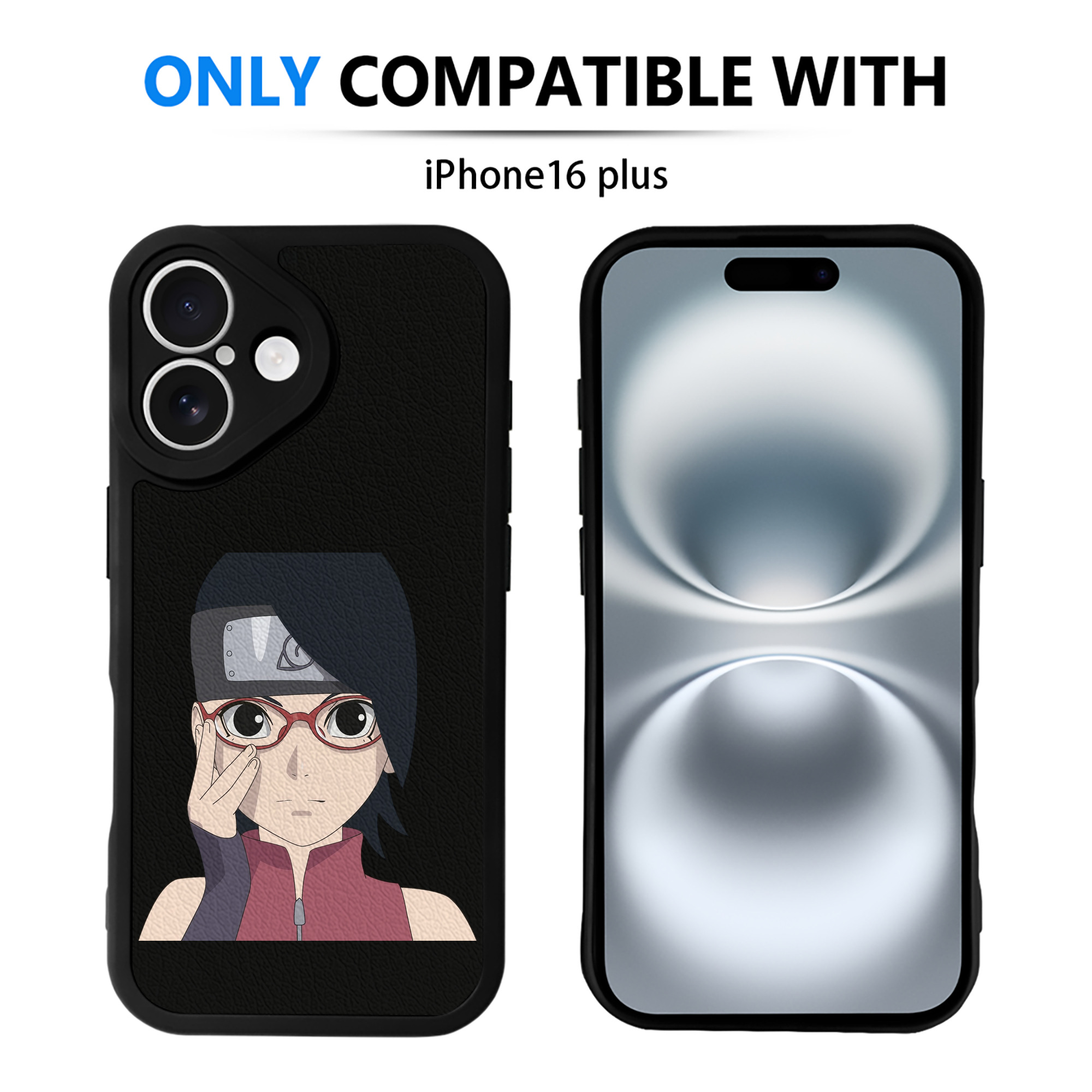 （画像用） NARUTO -ナルト- うちは サラダ Uchiha Sarada 【iPhone 16シリーズ対応】シリコンスマホケース（レザー調） 材質：シリコン